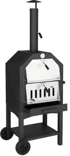 Karl Home 25.98 in. Wood Fired Outdoor Pizza Oven in Black! (NEW IN BOX)