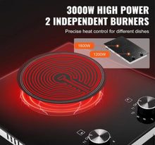 Electric Cooktop, 12 in. 2 Burners Built-in Electric Stove Top, 3000 W Ceramic Top Radiant Cooktop, with Glass Panel! (NEW IN BOX)