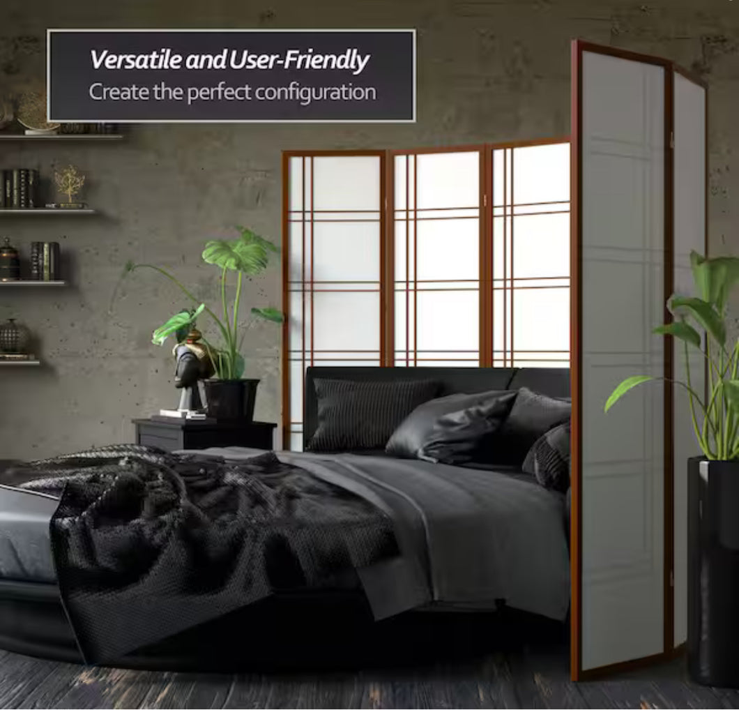 Red Lantern 6 ft. Walnut 4-Panel Room Divider!! BRAND NEW!!