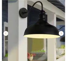 Modern Black Exterior Oversized Gooseneck Outdoor Hardwired Barn Light Dusk to Dawn Wall Sconce with Metal Shade/ new