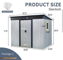 8 ft. W x 6ft. D Metal Outdoor Shed with Single Pitched Roof and Double Door and Window (48 sq. ft. ) in White and Black! (NEW IN BOX)