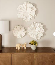 Set of 3 Eclectic 13, 17, and 19 inch white flower wall decors- new!