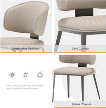 Leather Dining Chairs Set of 2 Upholstered Kitchen Chair with Curved Back & Sturdy Metal Base, Mid Century Modern Chair for Dining Table Kitchen Restaurant (Light Grey-2)- WE DO NOT SHIP!!