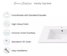 Swiss Madison 30 in. W x 18 in. D Ceramic Vanity Top in Glossy White!! NEW IN BOX!!
