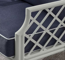 Shelbourne 3-Piece Aluminum Patio Conversation Set with CushionGuard Plus Midnight Blue Cushions! (NEW - ASSEMBLED IN BOX)