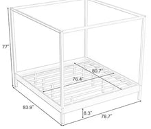 Natural (Light Brown) Solid Wood Frame King Size Canopy Bed with Premium Sturdy Construction, No Box Spring Needed! (NEW IN BOX!)