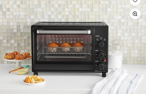 Mainstays XL Toaster Oven, 34QT, 6-Slice Family Size, Black, 1500W!! NEW, SMALL DENT ON TOP!!
