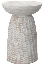 Boyd 16 in. W White Wash Round Solid Mango Wood End Table with Handcrafted Design