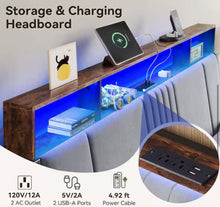 Gray Queen Bed Frame with Upholstered Headboard and Led Lights, Platform Bed No Box Spring Needed! (NEW IN BOX)