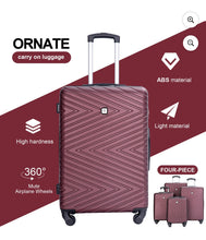 Travelhouse 4 Piece Hardshell Luggage Set Hardside Lightweight Suitcase with TSA Lock Spinner Wheels.(Wine Red)NEW