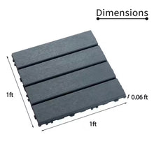 1 ft. x 1 ft. All-Weather Plastic Square Interlocking Patio Deck Tiles, Outdoor Striped Pattern Flooring Tile(44-Pack)- new