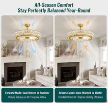32 in. Indoor 10-Light Modern Downrod Mount Gold Bladeless Ceiling Fan with Light Reversible Rotation and Remote Control! (NEW IN BOX)