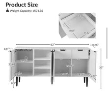 Kordt White Modern 63 in. W 4-Door Wood Sideboard with Adjustable Shelf! (NEW IN BOX)