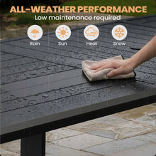 Rectangular Aluminum Outdoor Dining Table with Umbrella Hole, 116.5'' in. W X 41.7'' in. D, Black - WE DO NOT SHIP!!