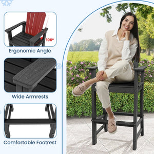 Tangkula 2PCS Outdoor HDPE Bar Stool Tall Adirondack Chair with Armrests and Footrest 30 Inches Counter Height Bar Stool!! NEW IN BOXES(2 BOXES)!!
