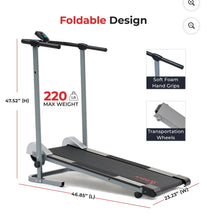 Sunny Health & Fitness Manual Treadmill - Compact Foldable Exercise Machine for Running and Cardio Training! (NEW & ASSEMBLED)