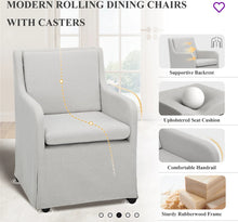 19" Wide Modern Upholstered Removable Cushions Dining Armchair with Casters- new- one chair