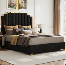 Duncanville Upholstered Platform Bed, King, Black! (NEW IN BOX)