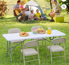 Folding Table, Outdoor Indoor Heavy Duty Portable with Carrying Handle for Camping, White,27.56"W x 70.89"D x 29.32"H- new