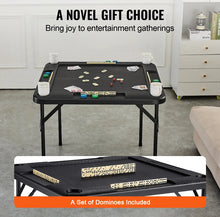 VEVOR Mahjong Table, Square 4 Player Folding Card Table with 4 Cup Holders & 4 Chip Trays, Portable Domino Game Table with 1 Set of Dominoes for Mahjong Poke Puzzles, 35.4 x 35.4-inch, Black!! BRAND NEW!!