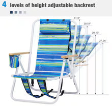 Winado Portable 2 Pack Striped Blue Steel Folding Adjustable Headrest Beach Chair!! NEW IN BOX!!