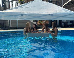 Grey 10 ft. x 10 ft. Steel and Aluminum Frame Floating Tent Pool Pop Up Gazebo with Fabric Canopy! (NEW IN BOX)