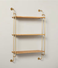 Wood & Brass Decorative 3-Tier Wall Shelf - Hearth & Hand™ with Magnolia: Farmhouse Style, Iron Frame! (NEW IN BOX)