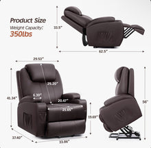 Deonn 34 Wide Power Lift Recliner Chair PU Leather with Massage Ergonomic