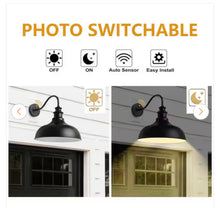 Modern Black Exterior Oversized Gooseneck Outdoor Hardwired Barn Light Dusk to Dawn Wall Sconce with Metal Shade/ new