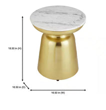 Cupertine Round Gold/Marble Metal Accent Table with Marble Stone Top (16.5 in. W x 18.5 in. H) by Home Decorators Collection- new!