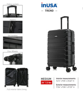 inUSA Trend Lightweight Hardside Spinner Luggage, 24”, Black!! BRAND NEW!!