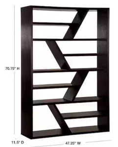 70.75 in. Espresso Wood 12-shelf Accent Bookcase with Open Back! (NEW IN BOX)