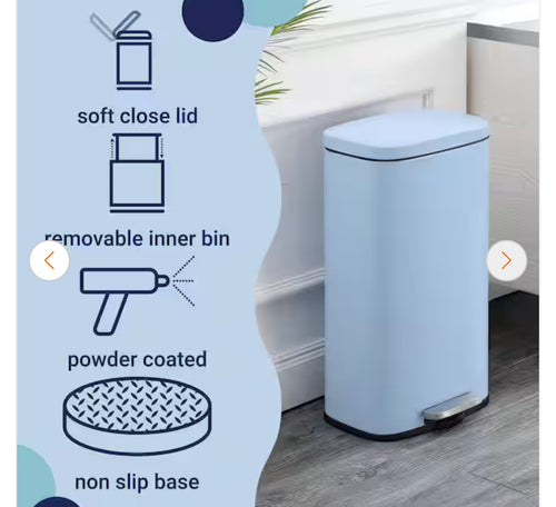 happimess Curtis 8-Gal. Step-Open Trash Can, Tide Pool Blue- brand new