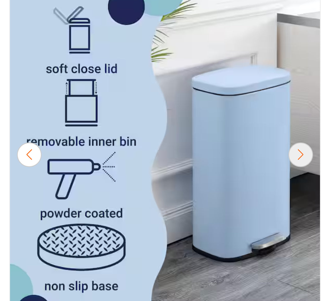 happimess Curtis 8-Gal. Step-Open Trash Can, Tide Pool Blue- brand new