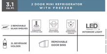 Vissani 3.1 cu. ft. 2 Door Mini Refrigerator in Black with Freezer, ENERGY STAR! (NEW IN BOX)