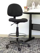 Black Fabric Armless Drafting Chair with Seat Height Adjustment- new / assembled