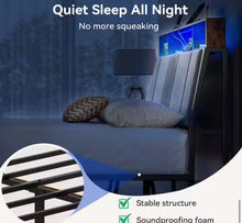 Gray Queen Bed Frame with Upholstered Headboard and Led Lights, Platform Bed No Box Spring Needed! (NEW IN BOX)