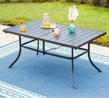 Black 5-Piece Metal Patio Outdoor Dining Set with Rectangle Table, Padded Textilene Swivel Chairs! (BRAND NEW IN 3 BOX’S! - 5PC SET ONLY - 4CHAIRS - 1TABLE)