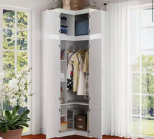 White Wood 35.4 in. W 6-Door Corner Wardrobe Armoires with Hanging Rod, Storage Shelves 93.9 in. H x 35.4 in. D! (NEW IN BOX)