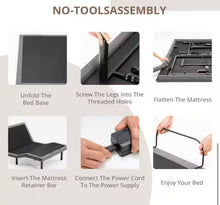 Luxury Black Full Electric Adjustable Bed Frame with Wireless Remote and 2-USB Ports, Head and Foot Incline! (NEW IN BOX)