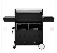 6 Burner Propane Gas Grill with Side Burner, Glass Viewing Window, Stainless Steel Cabinet Doors, Silver & Black- new in box