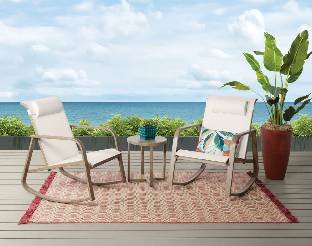 Mainstays Dashwood 3-Piece Steel Outdoor Rocker Chat Set, Cream- new in box!