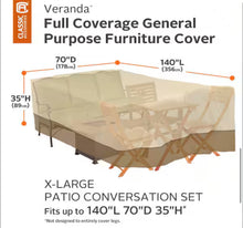 Veranda 140 in. L x 70 in. D x 35 in. H Full Coverage General Purpose Patio Furniture Cover! (BRAND NEW)