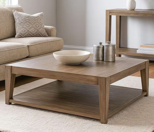 Benjara 48.03 in. Brown Square Wood Coffee Table with Caster Wheels! (NEW IN BOX!)