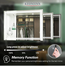 Keonjinn LED Bathroom Mirror with Lights, 48 x 36 Inch LED Vanity Mirrors, Wall Mounted Anti-Fog Dimmable Front Lighted Makeup Mirror for Bedroom, CRI 90+, IP54 and Shatterproof (Horizontal/Vertical)**New in box**