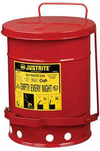 Justrite 6 Gallon Oily Waste Can, Red!! NEW IN BOX!!