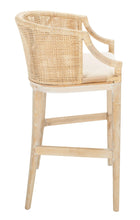 SAFAVIEH Brando Round Rattan Back Seat Bar Stool, Natural White Wash!! BRAND NEW!!