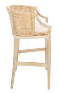 SAFAVIEH Brando Round Rattan Back Seat Bar Stool, Natural White Wash!! BRAND NEW!!