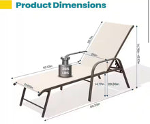 Pellebant Champagne 2-Piece Aluminum Adjustable Outdoor Patio Chaise Lounge in New Beige with Armrest! (NEW IN BOX)