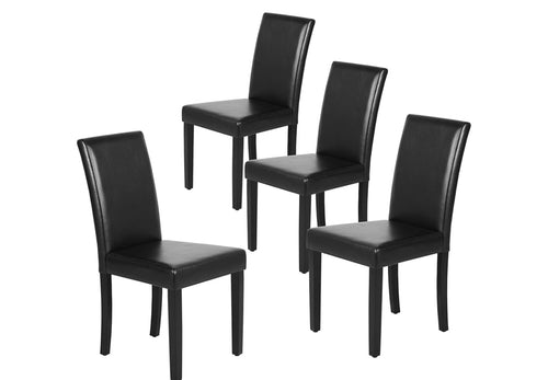 Yaheetech Dining Chairs Set of 4 PU Leather Upholstered Parsons Dining Chairs with Solid Wood Legs for Kitchen/Living Room/Restaurant, Modern Style, Black- new in box- assembly required- no shipping